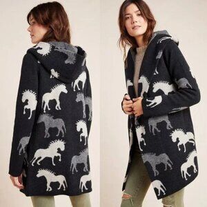 Anthropologie Field & Flower Sedona Horse Wool Blend Hooded Cardigan Coat XSmall